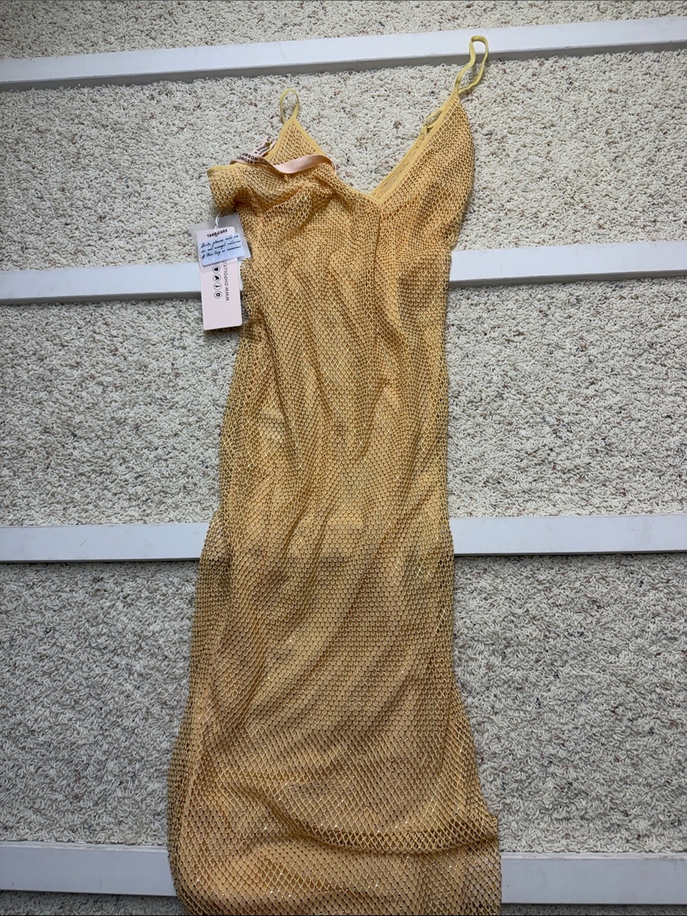 Oh Polly NWT Mesh Slip Maxi Dress in Mustard Yellow